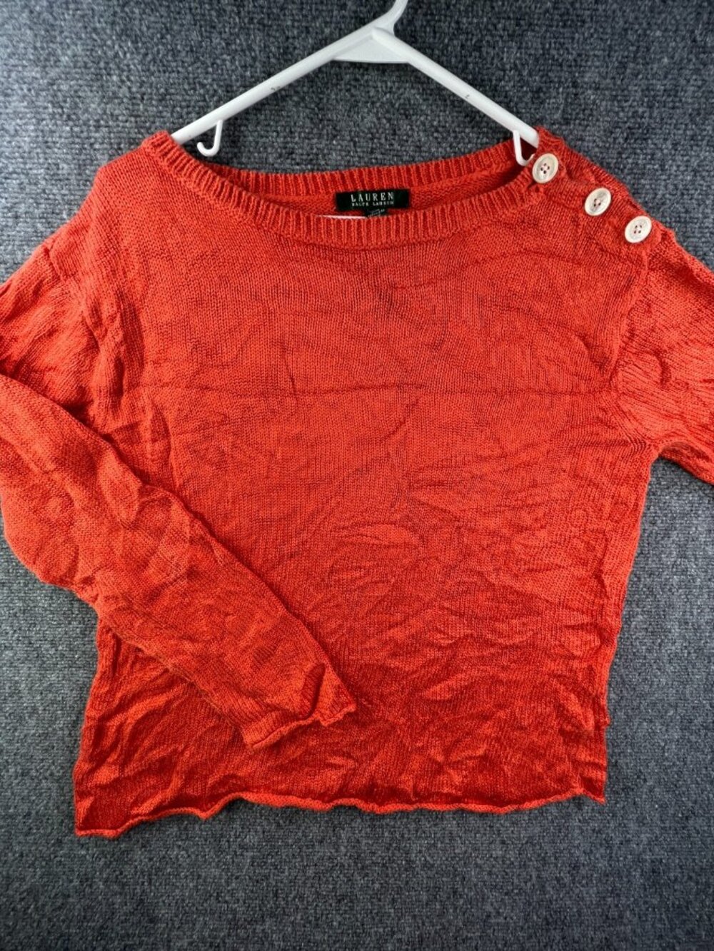 Lauren Ralph Lauren Women Sweater Orange Cotton Viscose Long Sleeve Knit Buttons
